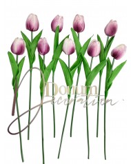 Habgumi Tulipán szál -Erősített levél-Bíborlila antik 