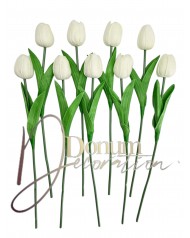 Habgumi Tulipán szál -Erősített levél-Törtfehér