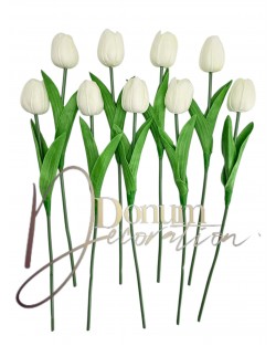 Habgumi Tulipán szál -Erősített levél-Törtfehér