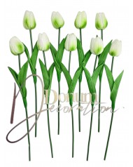 Habgumi Tulipán szál / Erősített levél-Fehér-zöld antik