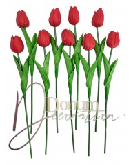 Habgumi Tulipán szál -Erősített levél-Piros 