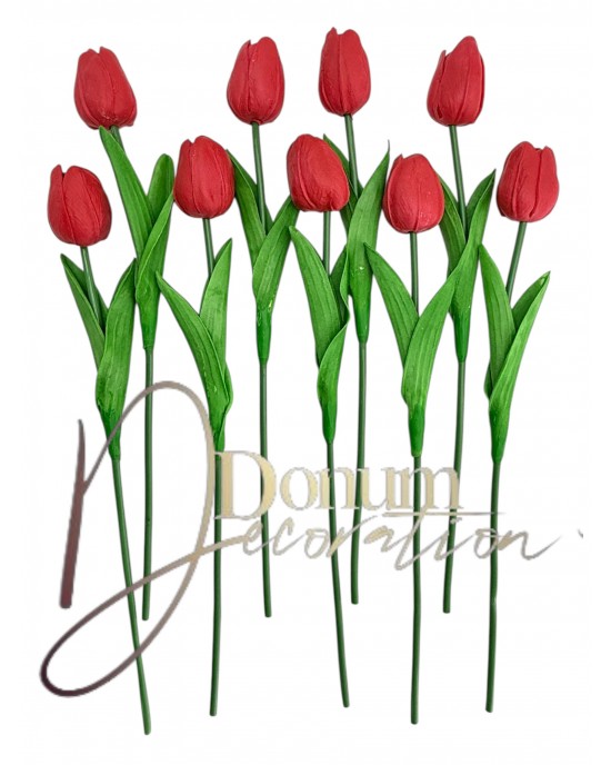 Habgumi Tulipán szál -Erősített levél-Piros 