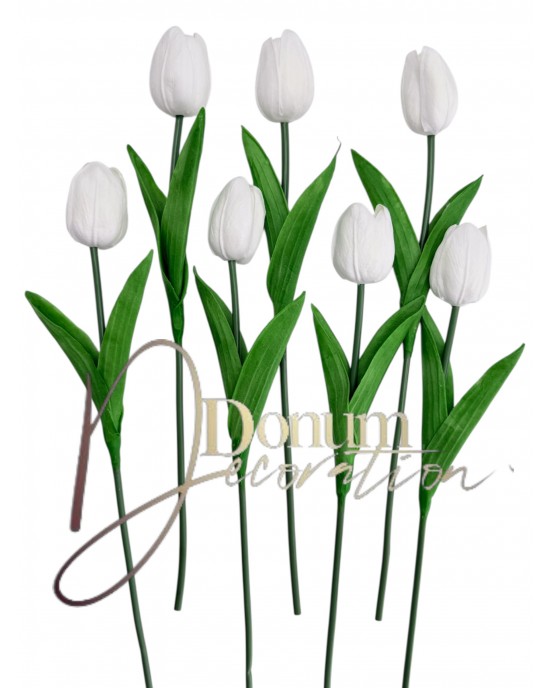 Habgumi Tulipán szál - Erősített levél-Fehér