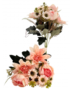 Vegyes virágcsokor /  30 cm. 6 főszál Rózsaszín -pink belső