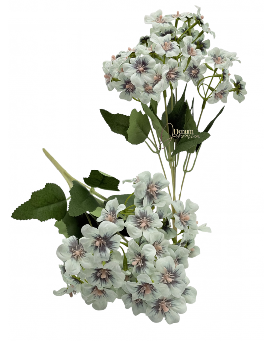 Pasztell virágcsokor / 33cm.35 virágfej Leheletkék