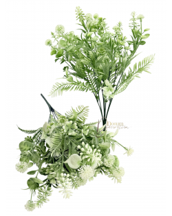 Vegyes növénycsokor / 34cm. 7 főszál Fehér vég Vegyes növénycsokor / 34cm. 7 főszál Fehér vég