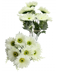 Gerberacsokor-matt textúra / 42cm. 9 fej Törtfehér