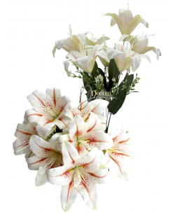 Élethű Liliomcsokor / 49cm. 7 fej Élénk pöttyös