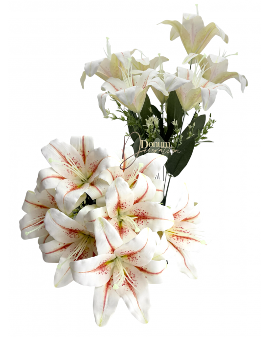 Élethű Liliomcsokor / 49cm. 7 fej Élénk pöttyös
