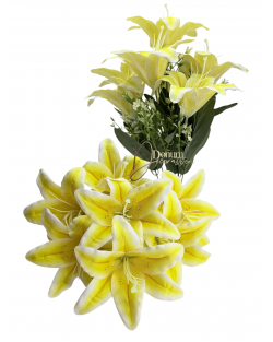 Élethű Liliomcsokor / 49cm. 7 fej Napsárga