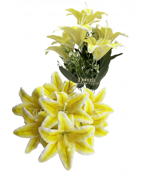 Élethű Liliomcsokor / 49cm. 7 fej Napsárga