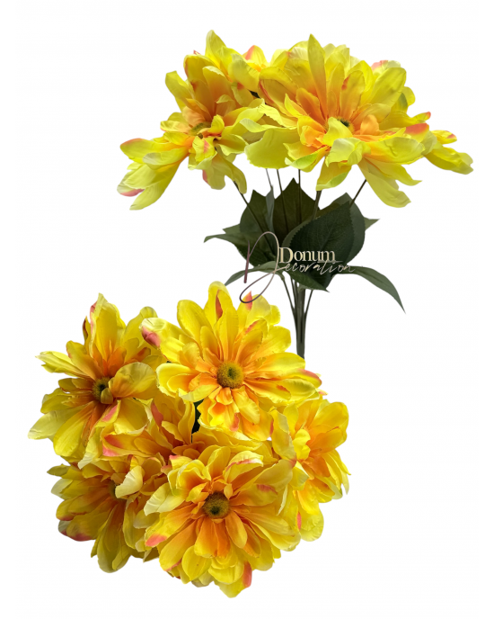 Extradús-fényes szírmű dáliacsokor / 44 cm. 7 főszál Sárga-rózsaszín antik Extradús-fényes szírmű dáliacsokor / 44 cm. 7 főszál Sárga-rózsaszín antik