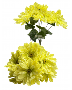 Extradús-fényes szírmű dáliacsokor / 44 cm. 7 főszál Sárga-lime belső