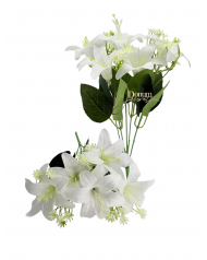 Kicsi Liliomcsokor / 32cm. 5 fej-Fehér