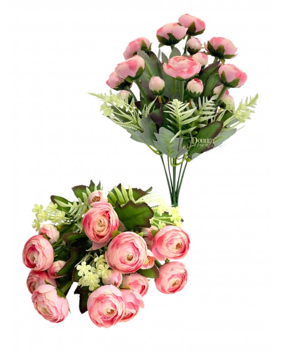 Prémium Boglárkacsokor / 35cm. 10 főszál Rózsaszín pink antik