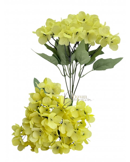 Pasztell hortenziacsokor / 28cm. Sárga