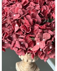 Szárított hatású hortenziaköteg / 30cm. 10 szál Bordó