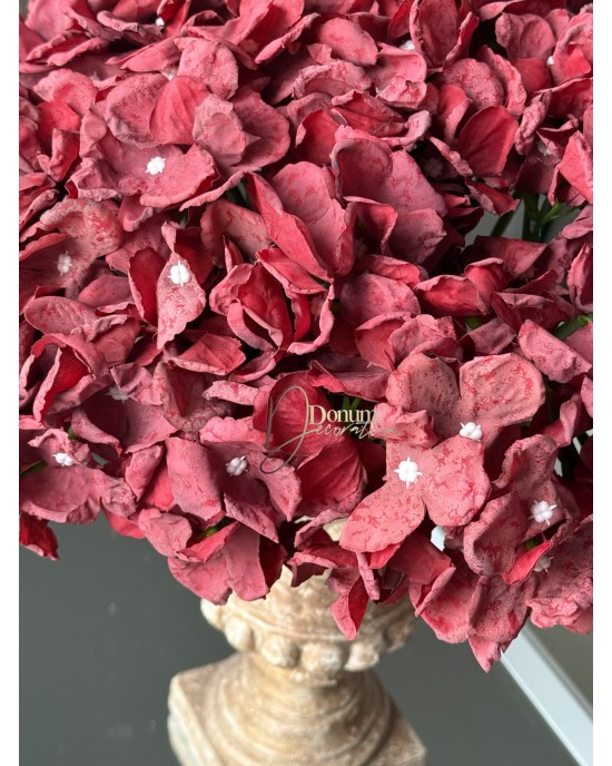 Szárított hatású hortenziaköteg / 30cm. 10 szál Bordó