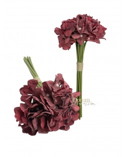 Szárított hatású hortenziaköteg / 30cm. 10 szál Bordó