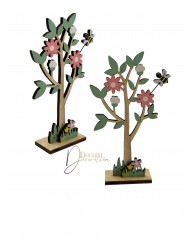 Virágos Fa méhecskével 15x9cm.
