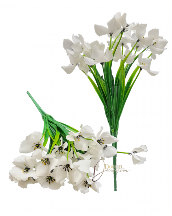 Pasztell virágcsokor / 30cm. 18virágfej  Fehér