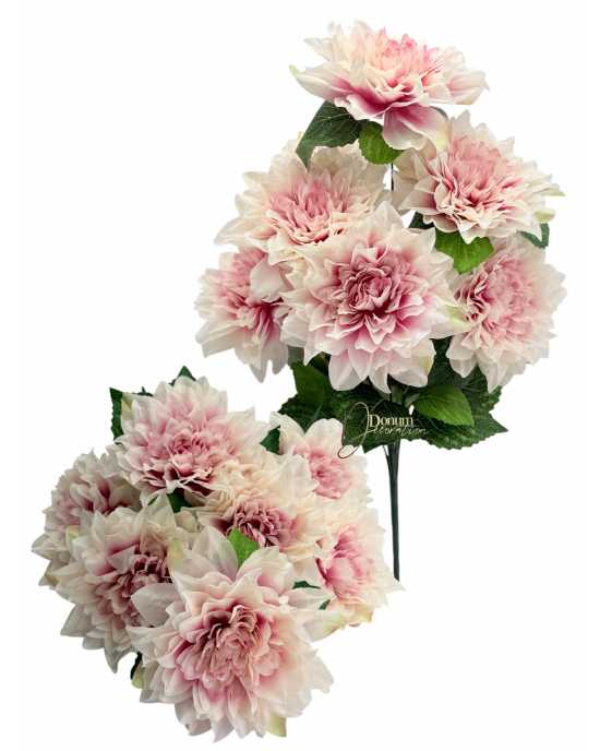 Élethű dús dáliacsokor / 52cm. 7 Fej-Pinkes belsőrész
