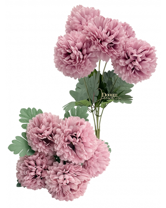 Nagyfejű Pasztell Krizantémcsokor / 45cm. Púderlila