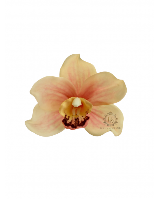 Orchidea fej-gumírozott  / 10cm. Barack rózsaszín antik