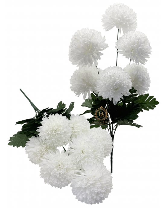 Nagyméretű Krizantémcsokor / 58cm. 7 fej Hófehér 