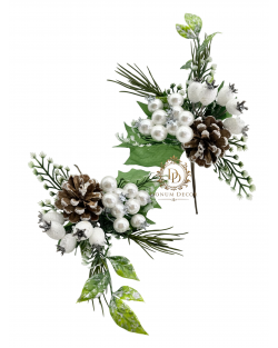Galagonyás-csipkebogyó pikk tobozzal-cédrussal / 21cm. Fehér