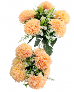 Dús Krizantémcsokor sok zölddel / 46cm 12 főszál Őszibarack -rózsaszín antik