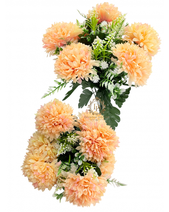 Dús Krizantémcsokor sok zölddel / 46cm 12 főszál Őszibarack -rózsaszín antik Dús Krizantémcsokor sok zölddel / 46cm 12 főszál Őszibarack -rózsaszín antik