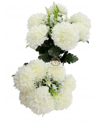 Dús Krizantémcsokor sok zölddel / 46cm 12 főszál Törtfehér