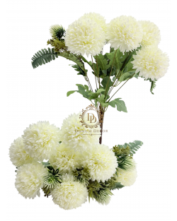 Krizantémcsokor / 44cm. 12 főszál Törtfehér