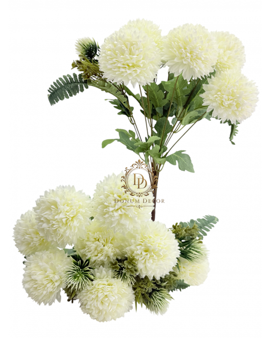 Krizantémcsokor / 44cm. 12 főszál Törtfehér
