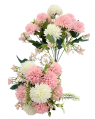 Krizantémcsokor / 36 cm. 9 főszál Fehér -pasztellrózsaszín keveréke