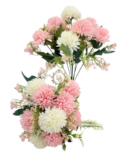 Krizantémcsokor / 36 cm. 9 főszál Fehér -pasztellrózsaszín keveréke