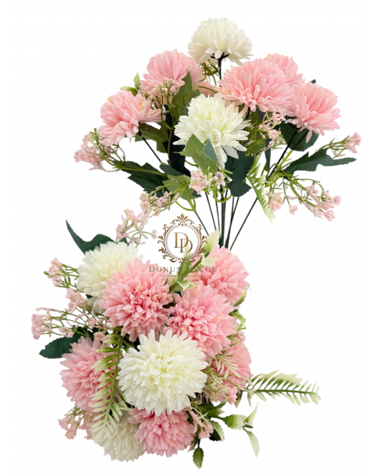 Krizantémcsokor / 36 cm. 9 főszál Fehér -pasztellrózsaszín keveréke