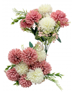 Krizantémcsokor / 36 cm. 9 főszál Fehér-mályva keveréke 