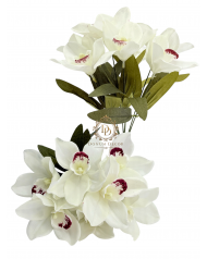 Fényes szirmú orchideacsokor / 37cm. 7 főszál Fehér 