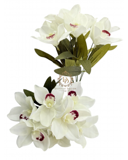 Fényes szirmú orchideacsokor / 37cm. 7 főszál Fehér 