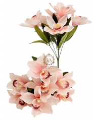 Fényes szirmú orchideacsokor / 37cm. 7 főszál Halvány barackosrózsaszín