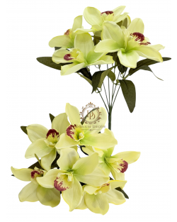 Fényes szirmú orchideacsokor / 37cm. 7 főszál Kiwi-lime keveréke