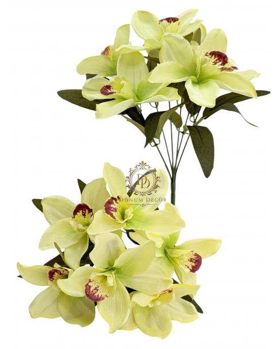 Fényes szirmú orchideacsokor / 37cm. 7 főszál Kiwi-lime keveréke Fényes szirmú orchideacsokor / 37cm. 7 főszál Kiwi-lime keveréke