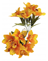 Fényes szirmú orchideacsokor / 37cm. 7 főszál Antiknarancs