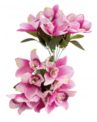 Fényes szirmú orchideacsokor / 37cm. 7 főszál Antikpink