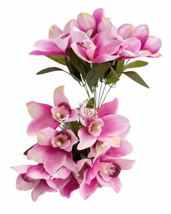 Fényes szirmú orchideacsokor / 37cm. 7 főszál Antikpink