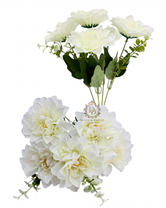 Dáliacsokor / 34cm. 5 főszál Fehér Dáliacsokor / 34cm. 5 főszál Fehér