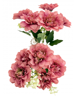 Dáliacsokor / 34cm. 5 főszál Púderes Gránátalma Dáliacsokor / 34cm. 5 főszál Púderes Gránátalma