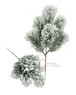 Mikrocsillámmal szórt Havas fenyőág / 33 cm. 6 mellékág 